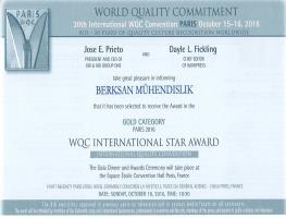 Berksan WQC tarafından 2016 yılı Altın Kategori ödülüne layık görüldü.